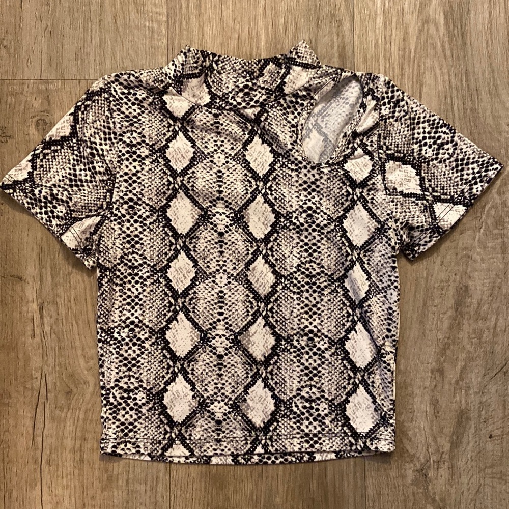 Snakeskin cutout crop top